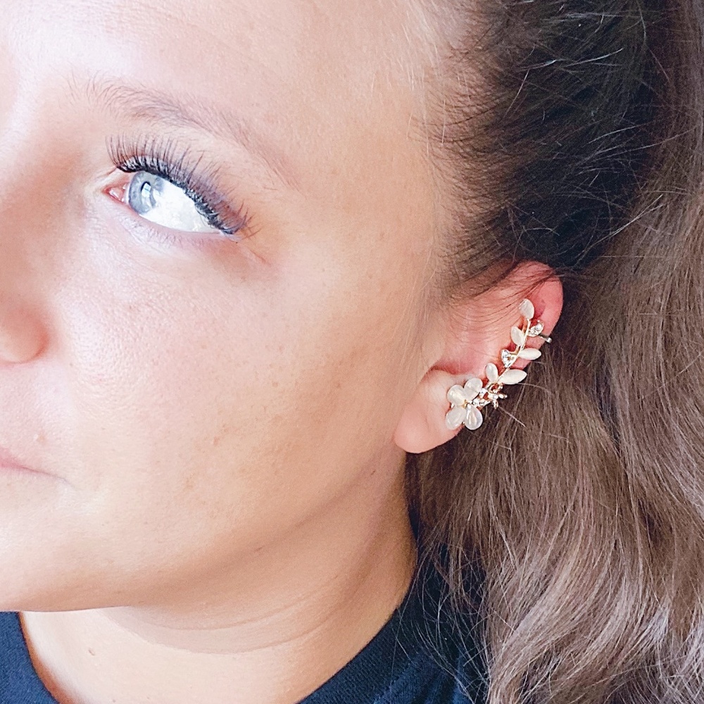 Mauve Rose Gold CZ Rhinestone Cartilage Cuff